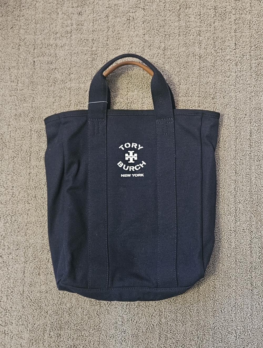 Tory Burch Canvas Midnight Blue Navy Mercer tote